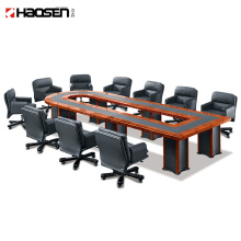 Wooden Leather classic 11 people boardroom Furniture set Conference room table and Meeting chairs